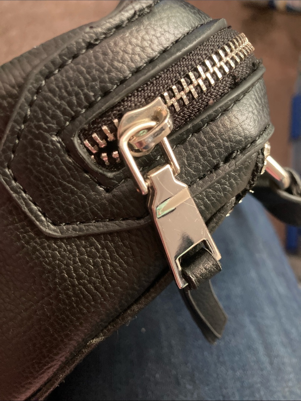 Steve Madden Black Leather Rhinestone Top Handle Bag- As Is - Picture 10 of 14
